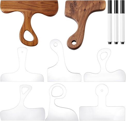 6 Pcs Charcuterie Board Template Set, Clear Acrylic Router Templates for Woodworking - Handle Cutting Board Templates with 3 Pens Angled Curvy Tracing Stencils Guide Tools for Kitchen (Classic Style) in Kuwait
