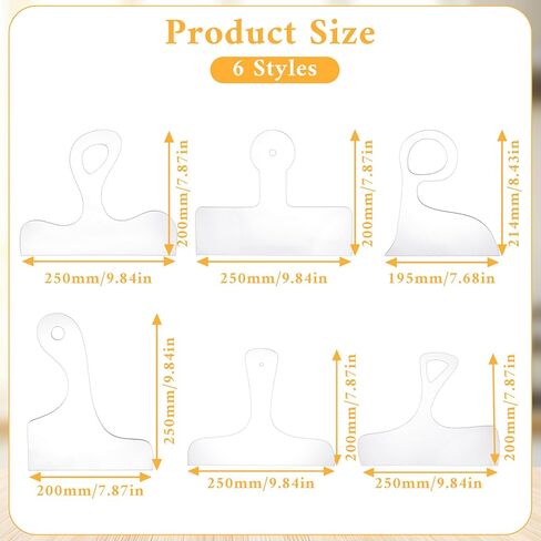 6 Pcs Charcuterie Board Template Set, Clear Acrylic Router Templates for Woodworking - Handle Cutting Board Templates with 3 Pens Angled Curvy Tracing Stencils Guide Tools for Kitchen (Classic Style) in Kuwait