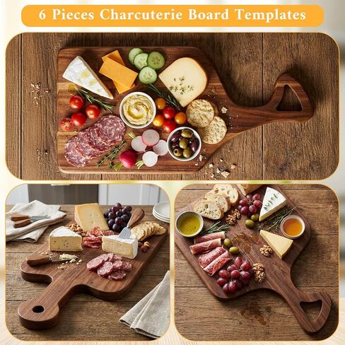 6 Pcs Charcuterie Board Template Set, Clear Acrylic Router Templates for Woodworking - Handle Cutting Board Templates with 3 Pens Angled Curvy Tracing Stencils Guide Tools for Kitchen (Classic Style) in Kuwait