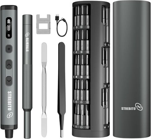 STREBITO Mini Electric Screwdriver, 78 IN 1 Cordless Screwdriver Set with 72 S2 Bits, 5-Gear Torque Adjustment, Digital Display Screen, Repair Tool Kit for Phone, Watch, Laptop, Camera in Kuwait