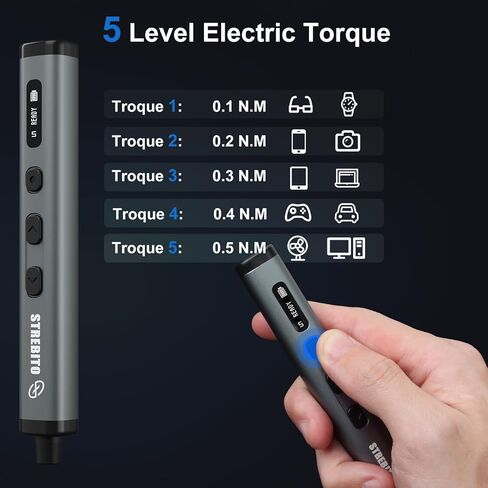 STREBITO Mini Electric Screwdriver, 78 IN 1 Cordless Screwdriver Set with 72 S2 Bits, 5-Gear Torque Adjustment, Digital Display Screen, Repair Tool Kit for Phone, Watch, Laptop, Camera in Kuwait