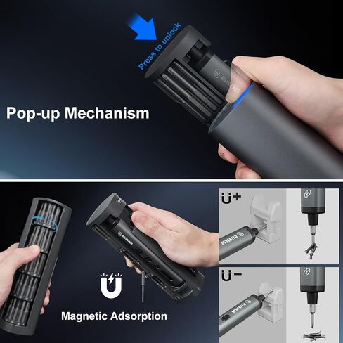 STREBITO Mini Electric Screwdriver, 78 IN 1 Cordless Screwdriver Set with 72 S2 Bits, 5-Gear Torque Adjustment, Digital Display Screen, Repair Tool Kit for Phone, Watch, Laptop, Camera in Kuwait