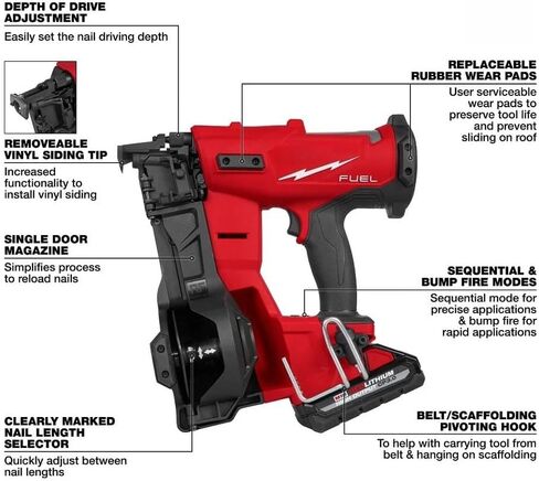 جديد 2909-21 لمجموعة مسامير تسقيف لفائف الوقود اللاسلكية Milwaukee M18 أحمر/أسود in Kuwait
