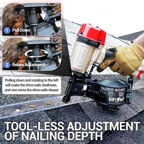 meite Roofing Nail Gun CN45R Coil Roofing Nailer and meite Coil Roofing Nails 1-Inch x .120-Inch Electro Galvanized 15 Degree Full Round Head Coil Nails for Roofing Nailer in Kuwait