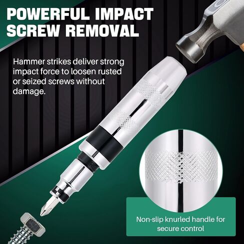 DASBET 13PCS 1/2" Drive Manual Impact Driver Set | Hand Impact Driver Extractor Tool Reversible Hand Screwdriver Set with Slotted, Phillips & Hex Bits for Tighten/Removing Rusted Fasteners in Kuwait