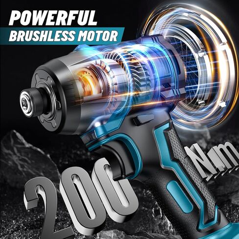 Cordless Impact Driver 1/4" Compatible with Makita 18V Battery (Bare Tool), 1800in-lbs Electric Brushless Impact Drill, Compact Power Driver Tool for Home Projects, Auto-Stop & LED Light in Kuwait