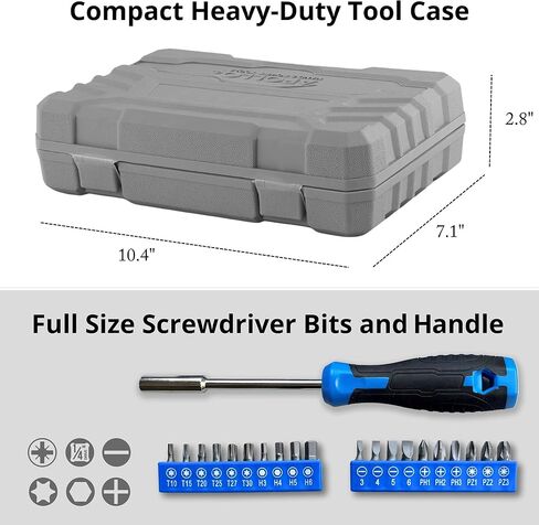 Apollo Tools 81-Piece Home Tool Set with 3.6V Li-Ion USB Cordless Screwdriver, Rotating Handle, LED Light, Hand Tools & Picture Hanging Kit – Compact Household Repair & DIY Kit, Blue/Gray DT2020 in Kuwait