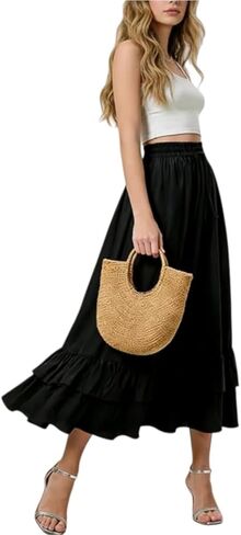 Women High Waisted Ruffle A Line Long Skirt Vintage Renaissance Pirate Maxi Skirt with Pockets Halloween Costume in Saudi Arabia