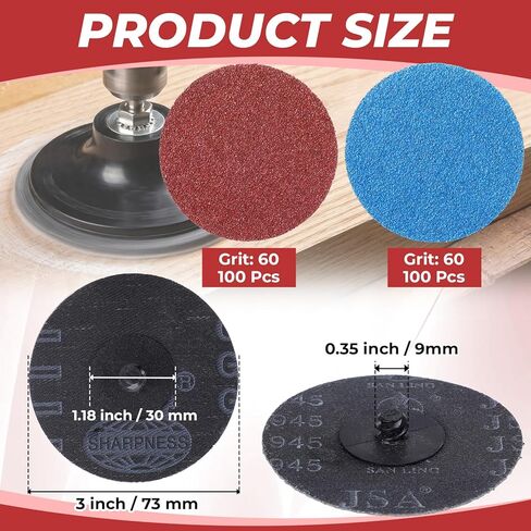 Newwiee 200 Pcs 3 Inch Sanding Discs 36/60/80 Grit Die Grinder Sanding Surface Conditioning Discs for Surface Prep Strip Grind Polish Finish Burr Rust Paint Removal(60 Grit) in Saudi Arabia
