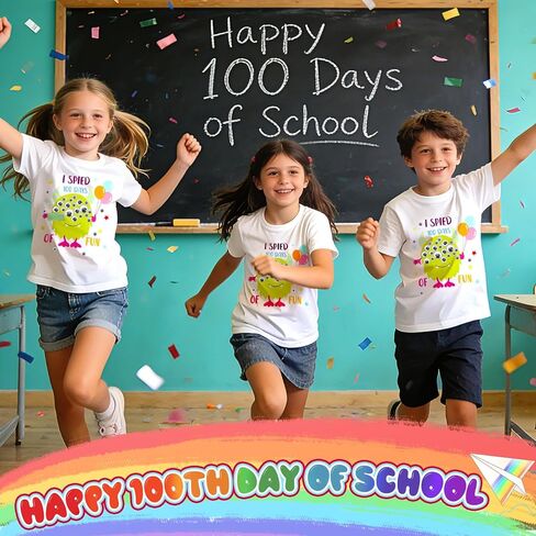 BOARDFEB DIY 100 Days of School Shirt Kit - Creative Craft T-Shirt with 100 Googly Eyes and Adhesive Dots for Celebration Activities(5-7 Years) in Saudi Arabia