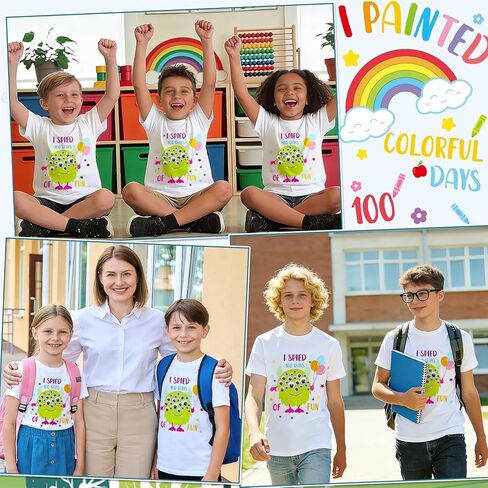 BOARDFEB DIY 100 Days of School Shirt Kit - Creative Craft T-Shirt with 100 Googly Eyes and Adhesive Dots for Celebration Activities(5-7 Years) in Saudi Arabia