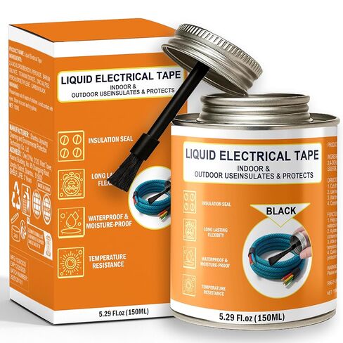 5.29 oz Liquid Electrical Tape Quick-Drying Insulating Glue with Brush Cap - Quick-Dry Waterproof Sealant for Wires, Cables, Connectors, Outdoor & Automotive Electrical Equipment (Black) in Saudi Arabia
