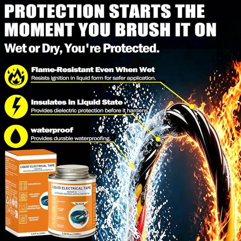 5.29 oz Liquid Electrical Tape Quick-Drying Insulating Glue with Brush Cap - Quick-Dry Waterproof Sealant for Wires, Cables, Connectors, Outdoor & Automotive Electrical Equipment (Black) in Saudi Arabia
