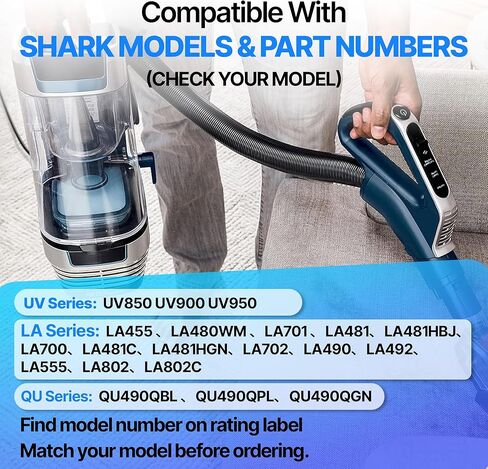 استبدال خرطوم المكنسة الكهربائية متوافق مع Shark UV900 UV850 UV950 LA555 LA702، أنبوب شفط بمقبض مرن قابل للتمدد بطول 8.2أقدام لتنظيف الدرج المنزلي والأثاث، أسود in Kuwait