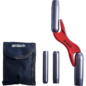 Amtech - أداة توصيل الطوب القابلة للتبديل بأربعة أحجام لصيانة وإصلاح أعمال الطوب، ألومنيوم مصبوب متين، مقبض مريح، يتضمن حقيبة تخزين من النايلون (13 مم، 16 مم، 19 مم، 22 مم) in Kuwait