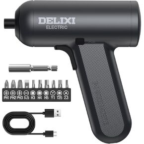 DELIXI Cordless Electric Screwdriver 4V Mini Cordless Drill Set with 1500mAh Battery, 5N.m Electric Torque, Rechargeable Electric Screwdriver with 10 Bits & 2.36" Extension Bar in Saudi Arabia