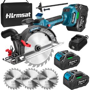6-1/2" Cordless Circular Saw,21V Brushless Hand Circle Saw with 2 x 6.0Ah Battery & 3 Blade,5500 RPM Sierra Circular electrica 0-45° Cutting Bevel,Max Cutting Depth 2-1/4"(90°),1-7/16" (45°) in Kuwait