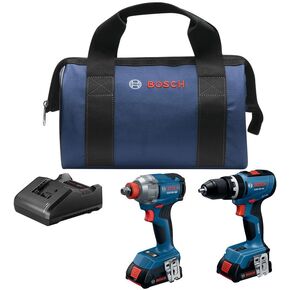 مجموعة أدوات كومبو 18 فولت من BOSCH GXL18V-241B22 - تتضمن 1/2 بوصة. مثقاب/مفك مطرقي، مفك/مفتاح ربط 2 في 1، (2) بطاريات 2 أمبير، شاحن، مشابك حزام، وحقيبة حمل in Kuwait