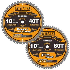 10 Inch Table Saw Blade/Miter Saw Blade, 5/8" Arbor, 40T for Ripping, Cross Cutting&60T for Fine Finish Wood Cutting, 2-Pack in Kuwait