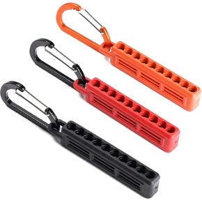 3PCS Screwdriver Bit Holder with Carabiner, 10-Hole Storage Organizer for 1/4" Hex Shank Bits, Portable Drill Storage Case in Black & Orange & Red in Saudi Arabia