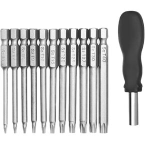 Adapter Drill Bits,Driver Bits Set, Screwdriver Bits 11-Piece 75mm Torx Screwdriver Bit Set 1/4" Hexagon Handle T6-T40 Star Screwdriver Tool Kit with 1 Handle in Kuwait