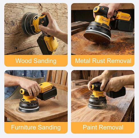 Cordless Brushless Random Orbital Sander Compatible for Dewalt 20V Battery, Electric Palm Orbital Sander with Dust Collector, 6 Variable Speed, For Sanding Polishing Woodworking(TOOL ONLY) in Kuwait