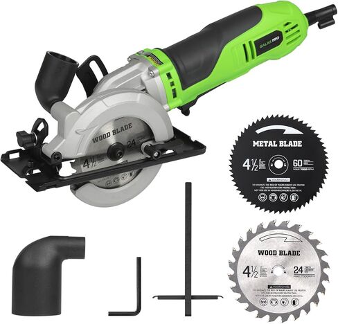 GALAX PRO 710W Mini Circular Saw 3 Pcs Saw Blades (115mm), 5200RPM Electric Circular Saw,1-2/3''(90°)/1''(45°) Cutting Depth, Portable and Compact for Wood/Metal/Plastic in Kuwait