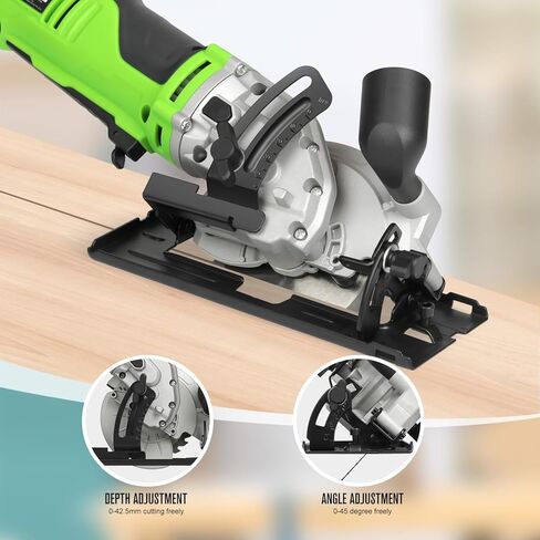 GALAX PRO 710W Mini Circular Saw 3 Pcs Saw Blades (115mm), 5200RPM Electric Circular Saw,1-2/3''(90°)/1''(45°) Cutting Depth, Portable and Compact for Wood/Metal/Plastic in Kuwait