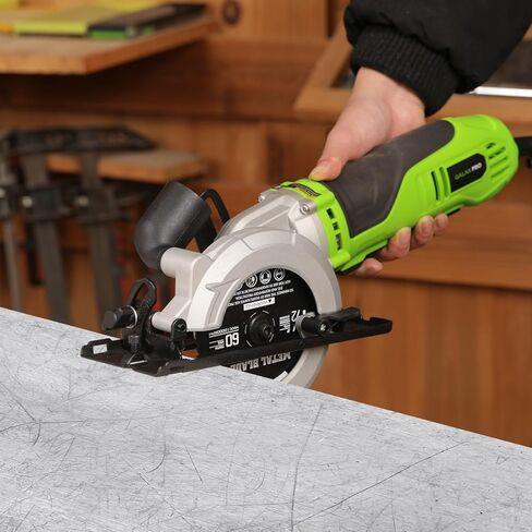 GALAX PRO 710W Mini Circular Saw 3 Pcs Saw Blades (115mm), 5200RPM Electric Circular Saw,1-2/3''(90°)/1''(45°) Cutting Depth, Portable and Compact for Wood/Metal/Plastic in Kuwait