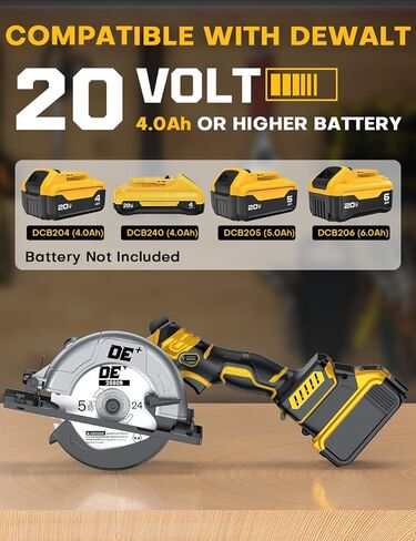 منشار دائري لاسلكي بدون فرشاة، لبطارية DeWalt 20V Max، شفرة من سبائك الألومنيوم 6 بوصة، 5900 دورة في الدقيقة، 4.2 رطل خفيف الوزن، عمق القطع 2-1/20 بوصة (90 درجة)، 0-90 درجة، مفتاح ربط سداسي، دليل التمزق، للخشب، PVC in Kuwait