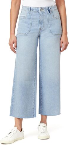 kensie Jeans for Women High-Rise Patch Pocket Ankle Wide Raw Hem Leg 27-inch Inseam, Sizes 0-12 in Saudi Arabia
