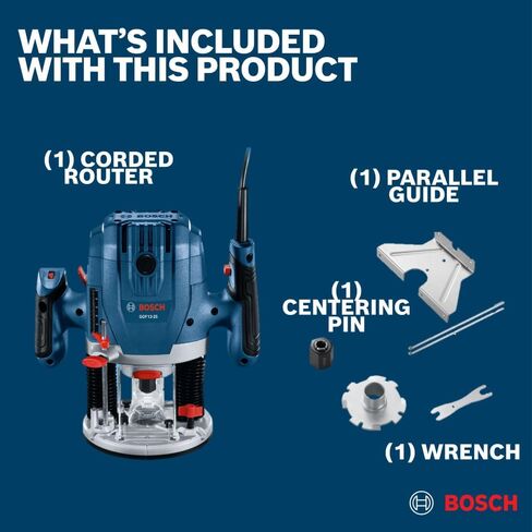 BOSCH GOF13-25 1-3/4 HP جهاز توجيه متوسط ​​الحجم - 11,000 إلى 28,000 دورة في الدقيقة، تصميم مريح، مع دليل متوازي قابل للفصل in Kuwait