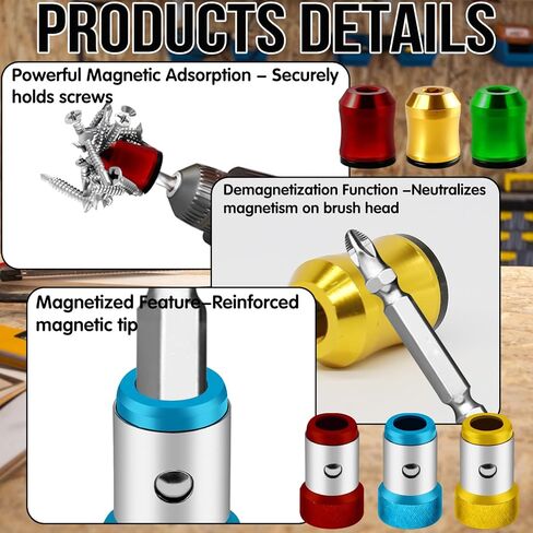 6Pcs Screwdriver Head Magnetic Ring, Screw Ring Set Removable Household Tool for Drills| Alloy Screw Holder for DIY Repair | Universal Bit Holder for Hex Screwdrivers & Power Bits in Kuwait