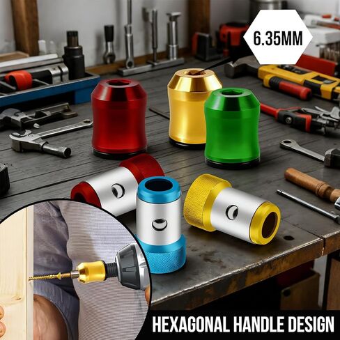 6Pcs Screwdriver Head Magnetic Ring, Screw Ring Set Removable Household Tool for Drills| Alloy Screw Holder for DIY Repair | Universal Bit Holder for Hex Screwdrivers & Power Bits in Kuwait