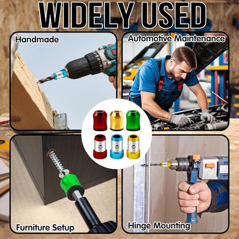 6Pcs Screwdriver Head Magnetic Ring, Screw Ring Set Removable Household Tool for Drills| Alloy Screw Holder for DIY Repair | Universal Bit Holder for Hex Screwdrivers & Power Bits in Kuwait