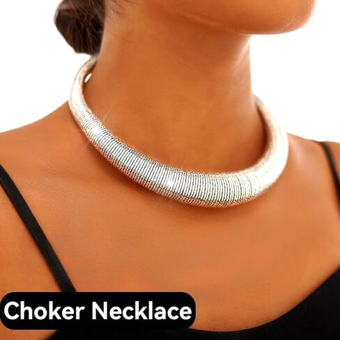 Auwoyss Chunky Choker Necklace for Women Gold Thick Necklaces African Collar Exaggerated Necklace Jewelry Gift in Saudi Arabia