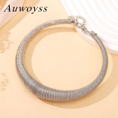 Auwoyss Chunky Choker Necklace for Women Gold Thick Necklaces African Collar Exaggerated Necklace Jewelry Gift in Saudi Arabia