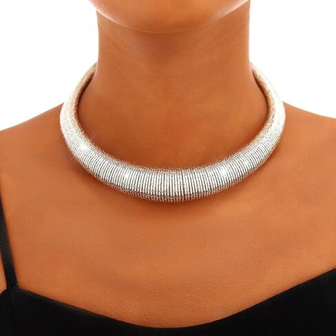 Auwoyss Chunky Choker Necklace for Women Gold Thick Necklaces African Collar Exaggerated Necklace Jewelry Gift in Saudi Arabia