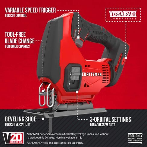 منشار تهزهز لاسلكي من CRAFTSMAN V20، أداة فقط (CMCS600B) (متجدد) in Kuwait
