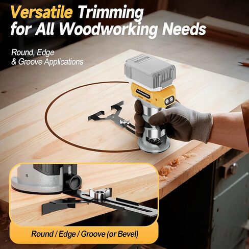 Cordless Compact Wood Router Tool for DeWalt 20V Battery- Brushless Motor, 800W 5-Speed Wood Trimmer Tool (Bare Tool), Fixed Base Edge & Groove Router for Woodworking in Kuwait