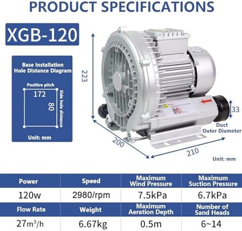 High-Pressure Regenerative Vortex Blower,Industrial Centrifugal Blower, High-Efficiency Regenerative Air Blower with All-Aluminum Impeller, Ideal for Fish Pond Aeration and Industrial Air Su in Saudi Arabia