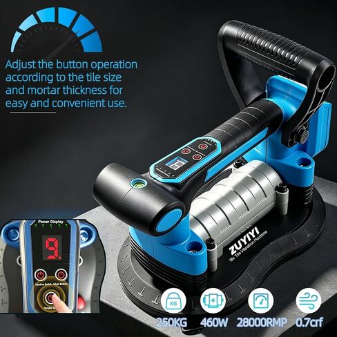 Tile Vibration Tool for Makita 18V Battery (Bare Tool), Double Handle Tile Vibrator with 10" Large Suction Cup, 250kg/551lbs Suction Power, 28000RPM 9-Speed Tiling Machine for Floor, Tile, Wall in Kuwait