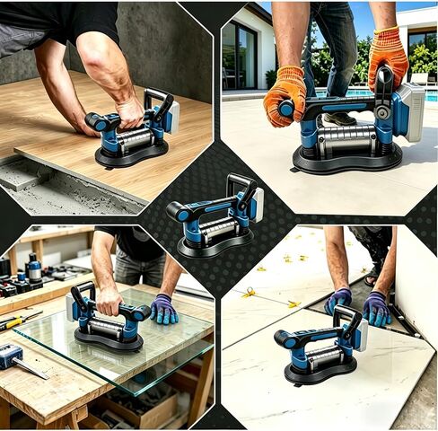 Tile Vibration Tool for Makita 18V Battery (Bare Tool), Double Handle Tile Vibrator with 10" Large Suction Cup, 250kg/551lbs Suction Power, 28000RPM 9-Speed Tiling Machine for Floor, Tile, Wall in Kuwait