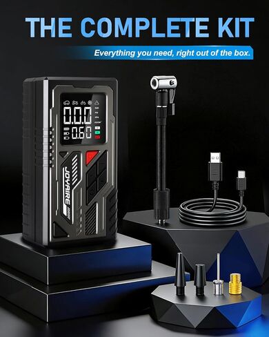 Air Pump for Inflatables & Tires, Portable Tire Inflator with 4000mAh Battery, 150PSI Cordless Air Compressor with Digital Gauge & Auto Shut-Off for Car, Bike, Air Mattress, Balls in Kuwait