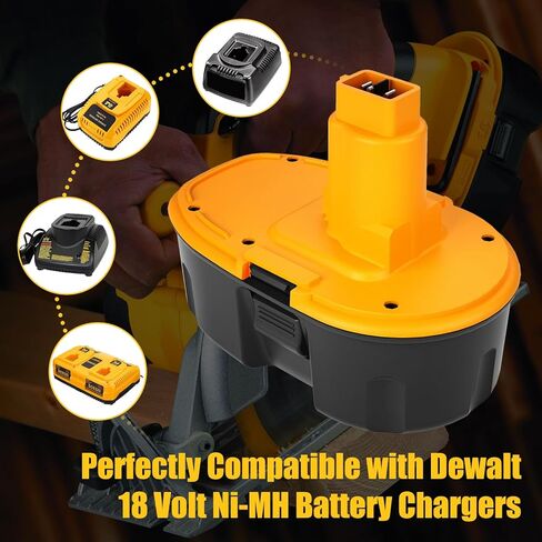 2 حزمة 4.5Ah Ni-Mh DC9098 بطارية بديلة لبطارية Dewalt 18V متوافقة مع بطاريات Dewalt 18 Volt DC9096 DC9099 DW9096 DW9098 DW9099 (أصفر) in Kuwait