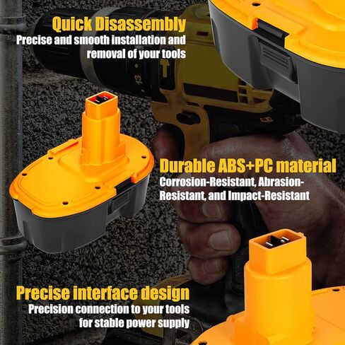 2 حزمة 4.5Ah Ni-Mh DC9098 بطارية بديلة لبطارية Dewalt 18V متوافقة مع بطاريات Dewalt 18 Volt DC9096 DC9099 DW9096 DW9098 DW9099 (أصفر) in Kuwait