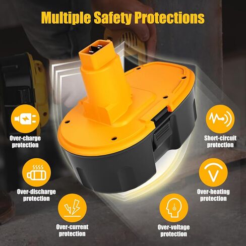 2 حزمة 4.5Ah Ni-Mh DC9098 بطارية بديلة لبطارية Dewalt 18V متوافقة مع بطاريات Dewalt 18 Volt DC9096 DC9099 DW9096 DW9098 DW9099 (أصفر) in Kuwait