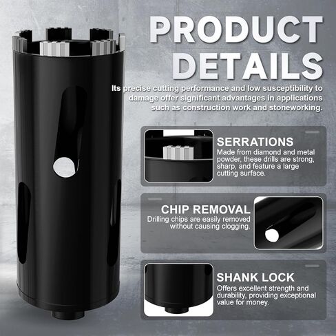 Diamond Core Drill Bit 2-1/2"(65mm) with Pilot Bit & Adapters (SDS Plus & Hex) – Upgraded Welded Segments, 8.6" Depth – for Concrete, Solid Brick, Hollow Brick, Masonry & More in Kuwait