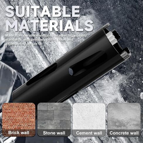 Diamond Core Drill Bit 2-1/2"(65mm) with Pilot Bit & Adapters (SDS Plus & Hex) – Upgraded Welded Segments, 8.6" Depth – for Concrete, Solid Brick, Hollow Brick, Masonry & More in Kuwait
