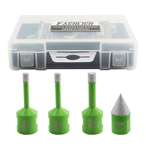 Tile Hole Saw Kit - 14pcs Diamond Hole Saw (6/8/10/25/35/50/75/125mm) with Finger Bit and Chamfer Bit, Tile Drill Bits for Porcelain Ceramic Marble Brick Granite,5/8"-11 Thread in Saudi Arabia